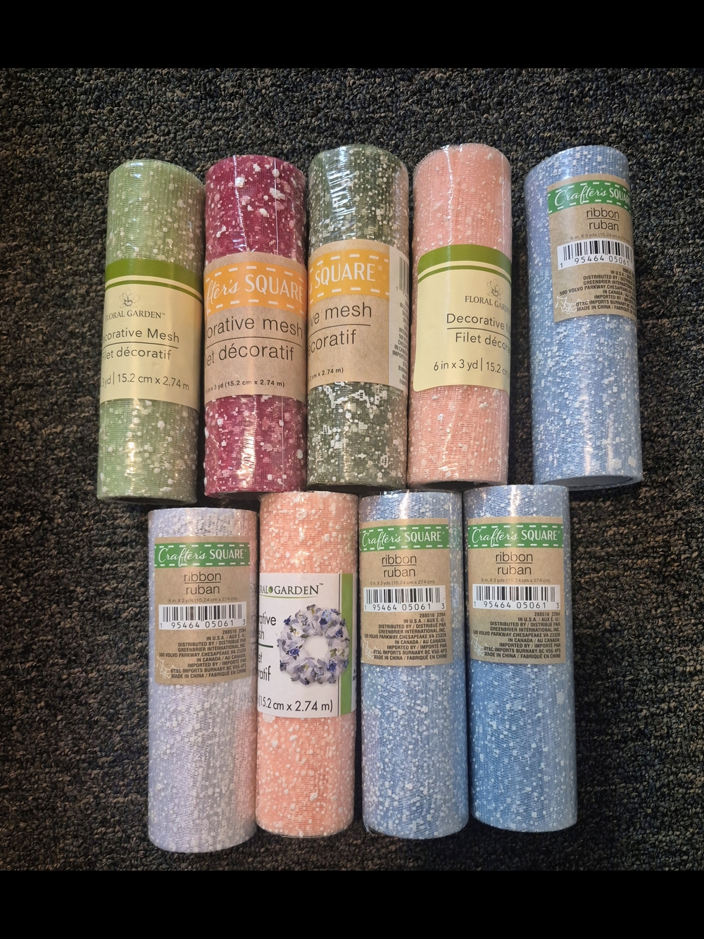 9-Roll Decorative Mesh Bundle - Colorful Dot Pattern - Crafting & Wreaths 🍬